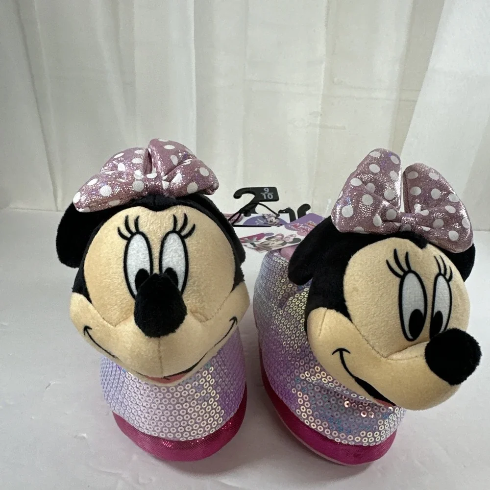 Disney Minnie Mouse Junior Girls 9-10 3D Pink Purple Sequin New